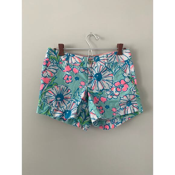 Lilly Pulitzer Callahan Floral Mint Greet Shorts Size 0 - Picture 1 of 5